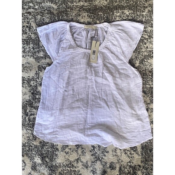 NEW Mododoc Women's Flutter Sleeve Blouse Shirt sz S White - Picture 1 of 3
